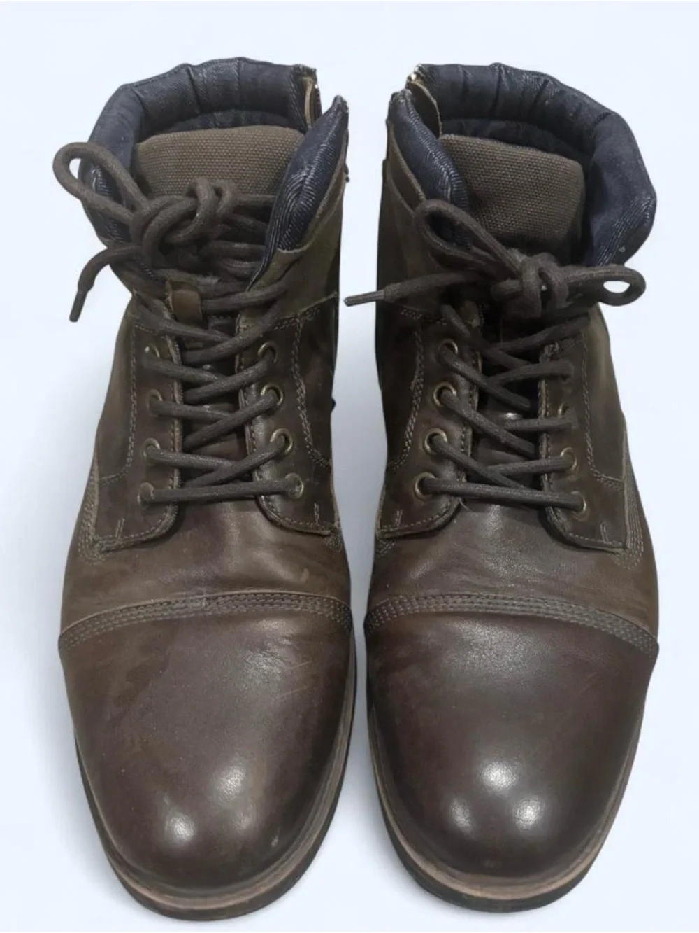 Aldo Men's Dark Brown Leather Lace-Up Boots